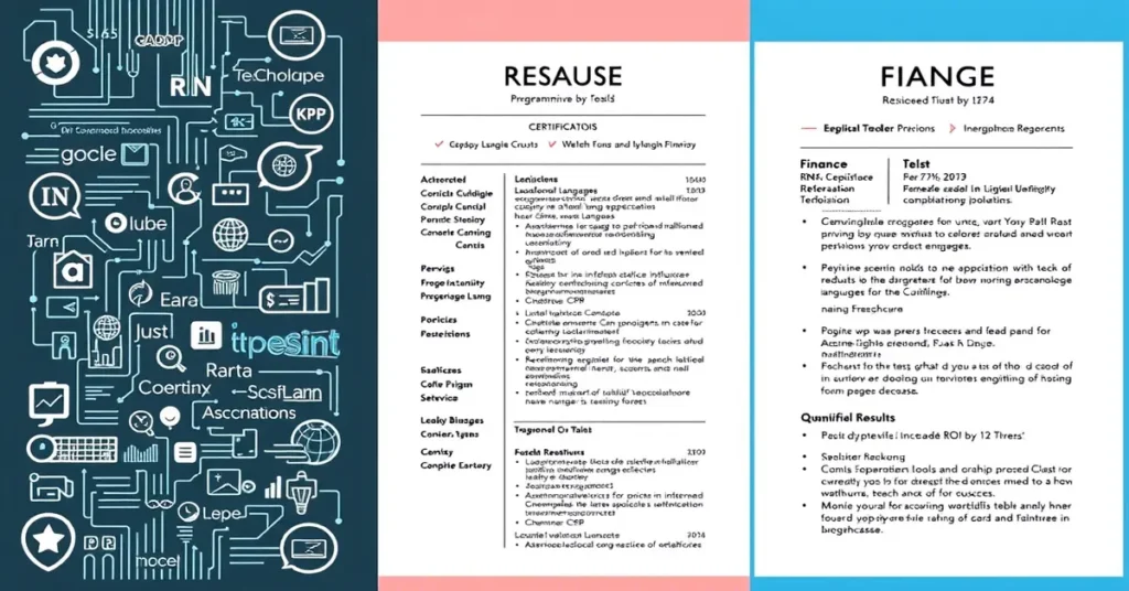 Three tailored resumes for different industries—tech, healthcare, and finance—showcasing industry-specific keywords and certifications.