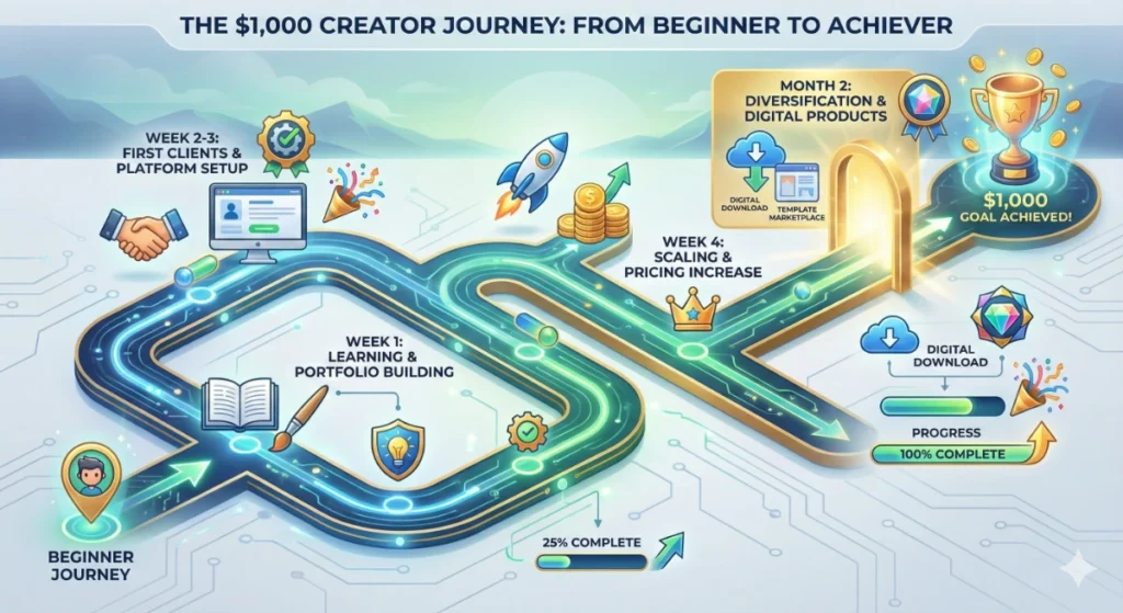 How to Make Money Using Nano Banana AI - Complete 2026 Guide 11 Step-by-step roadmap to earning first $1,000 with Nano Banana AI in 8 weeks for beginners