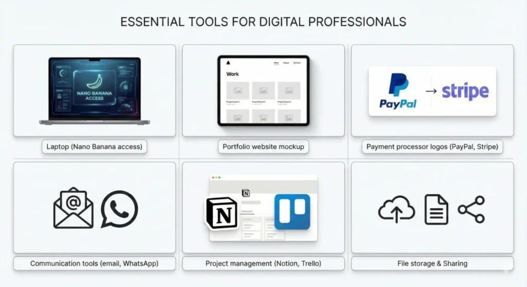 How to Make Money Using Nano Banana AI - Complete 2026 Guide 12 Essential tools and resources needed to start earning money with Nano Banana AI freelancing