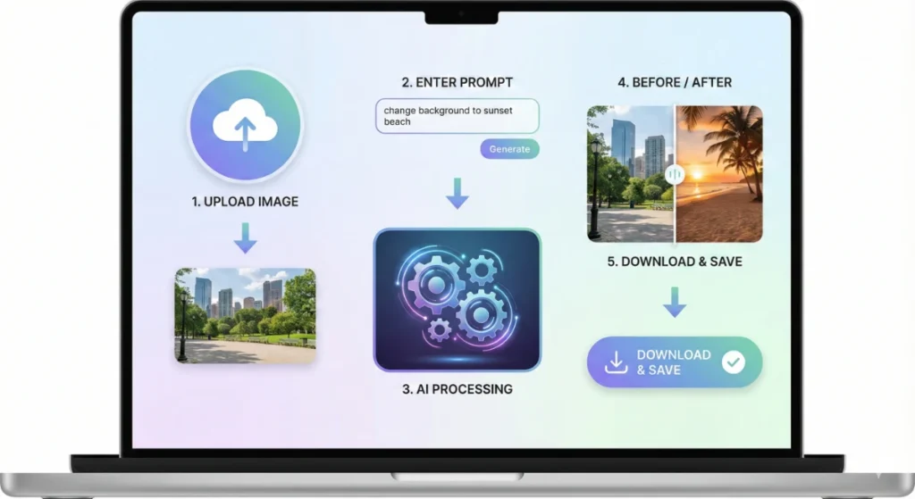 How to Make Money Using Nano Banana AI - Complete 2026 Guide 3 Step-by-step tutorial showing how to use Nano Banana AI from image upload to final download