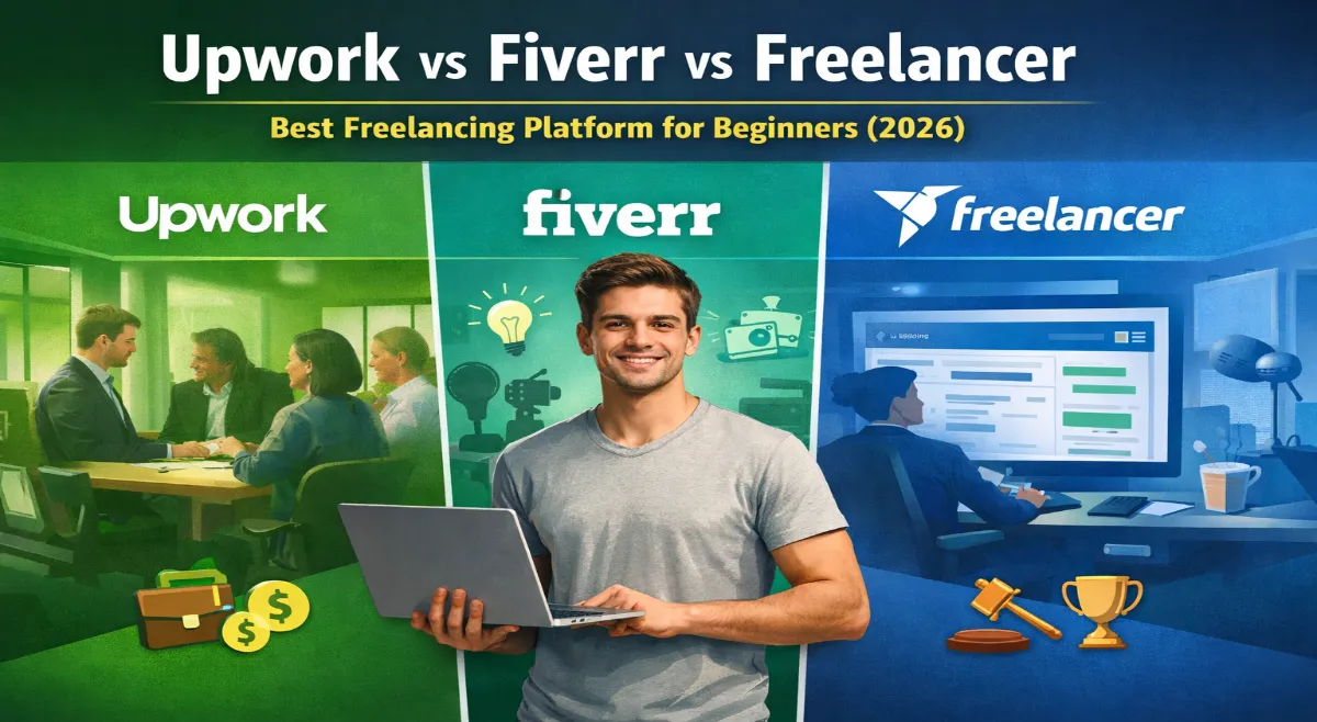 Best Freelancing Platforms for Beginners in 2026 (Upwork vs Fiverr vs Freelancer) 1 Best Freelancing Platforms for Beginners in 2026 (Upwork vs Fiverr vs Freelancer)