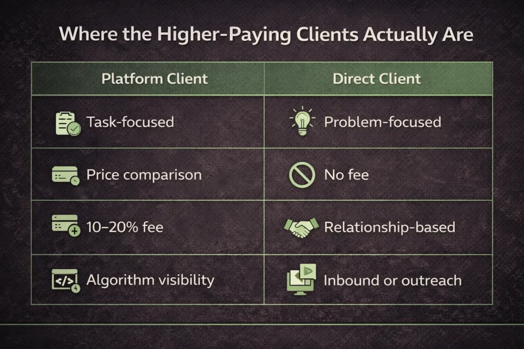 7 Ways to Find Freelance Clients Without Upwork or Fiverr 2 How Direct Clients Think vs. Platform Clients