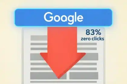 AI Overviews dominating Google search results page with organic results faded below, showing zero-click search impact in 2026