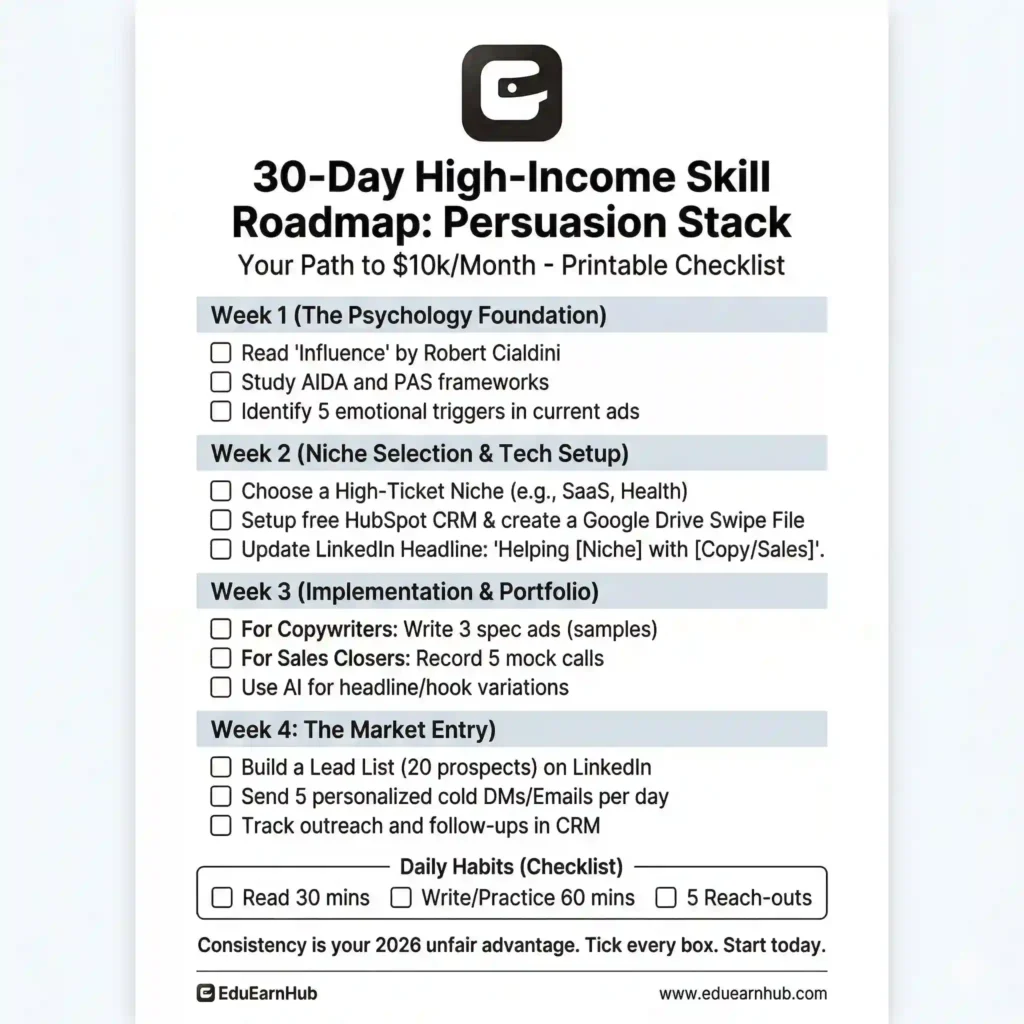 Copywriting and Remote Sales Roadmap 2026: The $10k/Month Persuasion Stack 3 Copywriting and Remote Sales Roadmap 2026, First 30 Days: The Action Roadmap